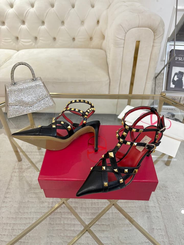 Valentino Studded Cut-Out High-Heeled Sandals – 26SS in Pink