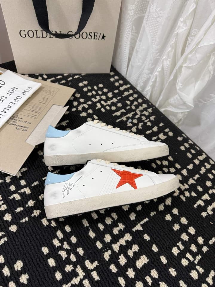 Golden Goose Super Star Rhinestone Leather Sneakers in Grey Suede Black Leather White Star
