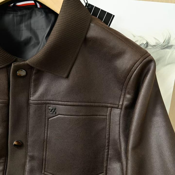 Zegna Lapel Leather Jacket – 2025FW in Classic Black