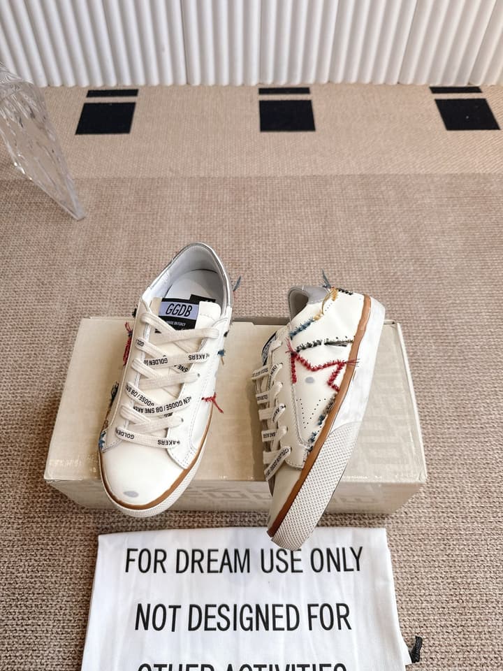 Golden Goose Distressed Leather Sneakers in Dark Green