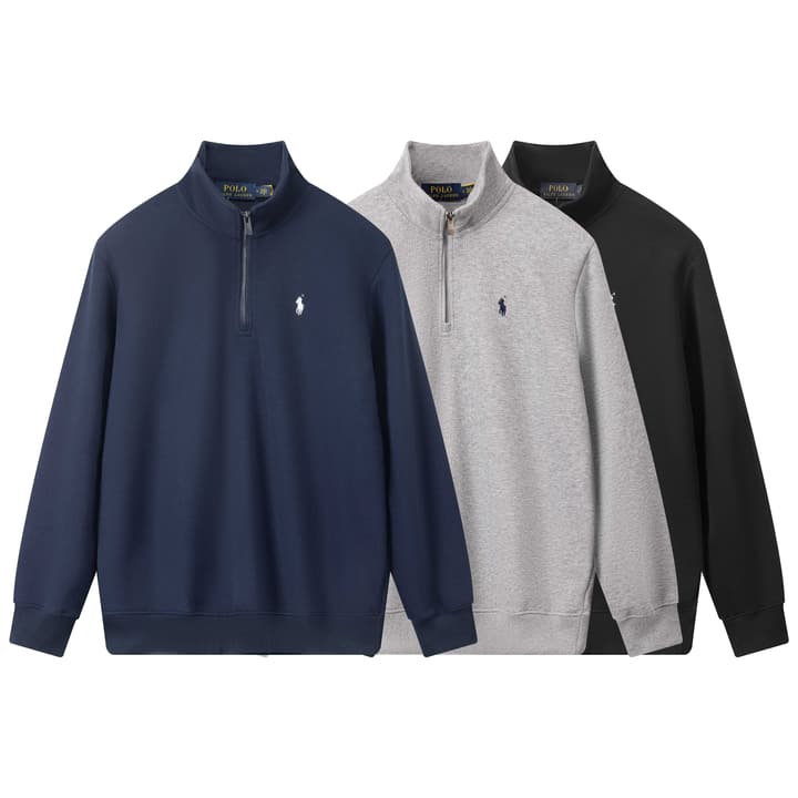 Ralph Lauren Classic Embroidered Half-Zip Sweatshirt in Black
