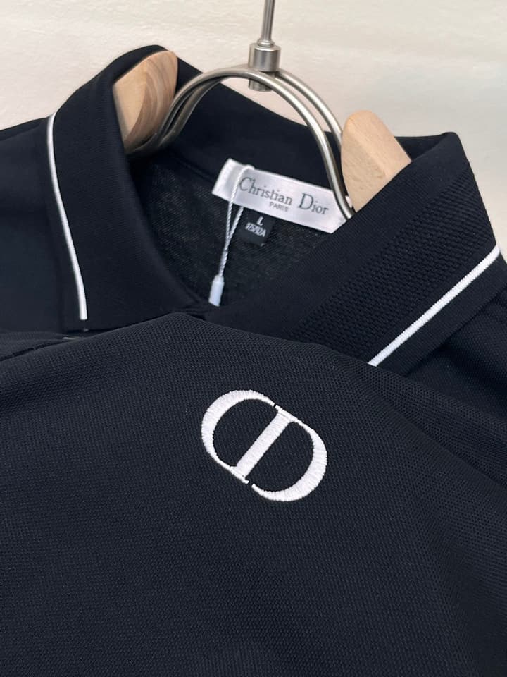 Dior Embroidered Logo Piqué Cotton Polo Shirt – 2026 Spring/Summer Collection in Classic Black