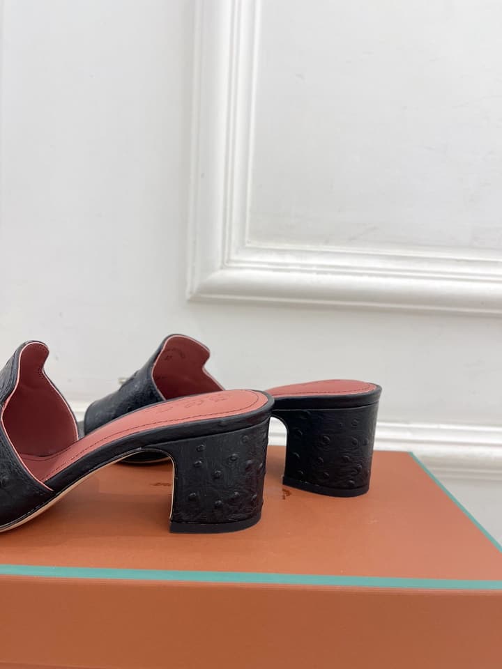 Loro Piana Summer Charms Ostrich Mules – 2025 Spring/Summer Collection in Black