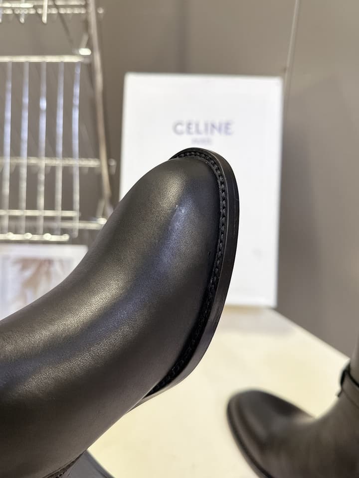 Celine Retro Triomphe Chunky Heel Ankle Boots – Autumn/Winter in Classic Black
