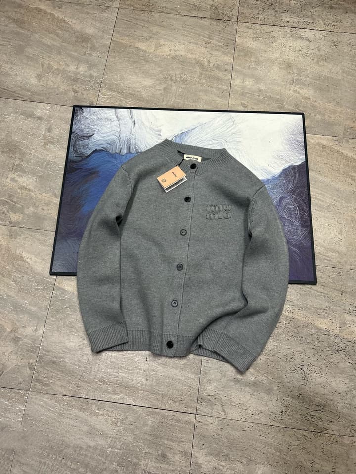 Miu Miu Logo Wool Blend Cardigan – 25FW