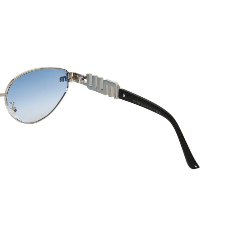 Miu Miu Logo Design Oval Metal Sunglasses in Gold