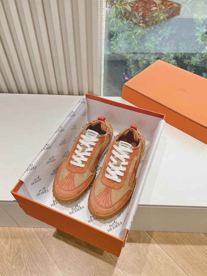 Hermès Bouncing Calfskin Sneakers in Tan Suede