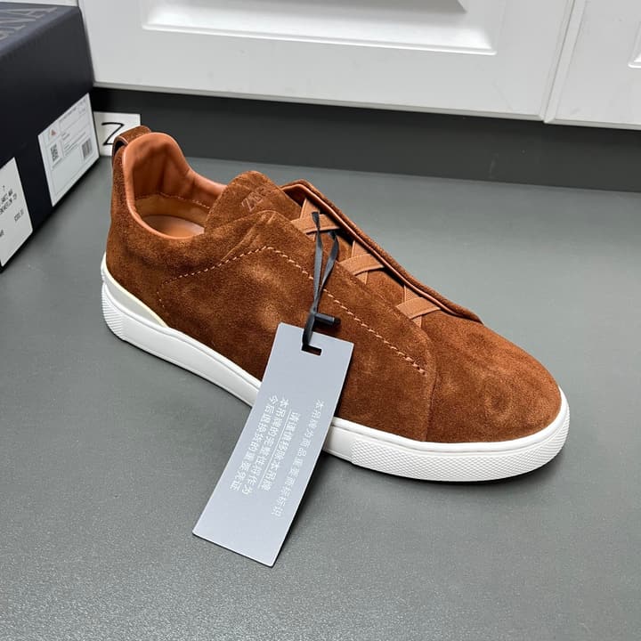 Zegna Triple Stitch Suede Low-Top Sneakers