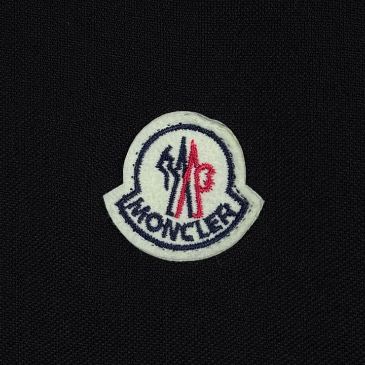 Moncler Classic Embroidered Long-Sleeve Polo Shirt in Black Polo - Hanging Display