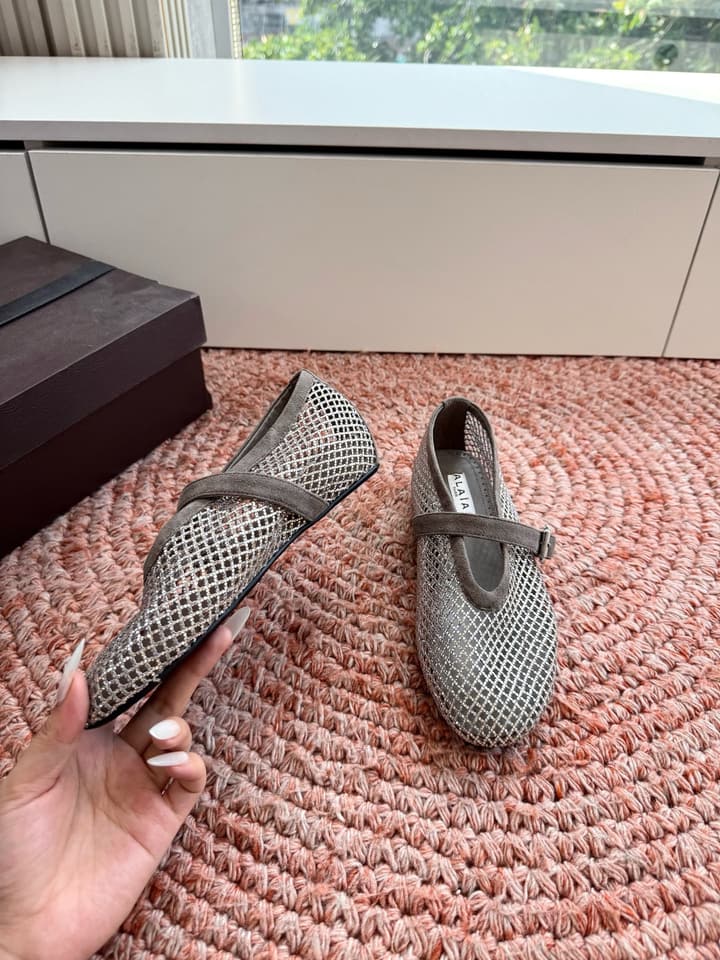 Alaïa Hidden Heel Fishnet Mules – 2026SS in Silver