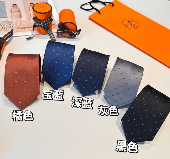 Hermès Men's Silk Tie in Burnt Orange Brown