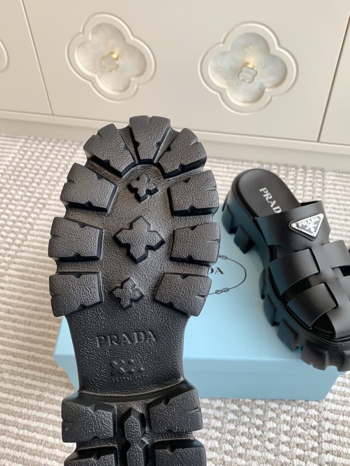 Prada Monolith Rubber Platform Mules in Black