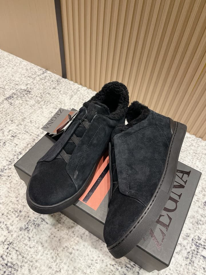 Zegna Triple Stitch Low-Top Casual Shoes – 2025SS in Black Leather