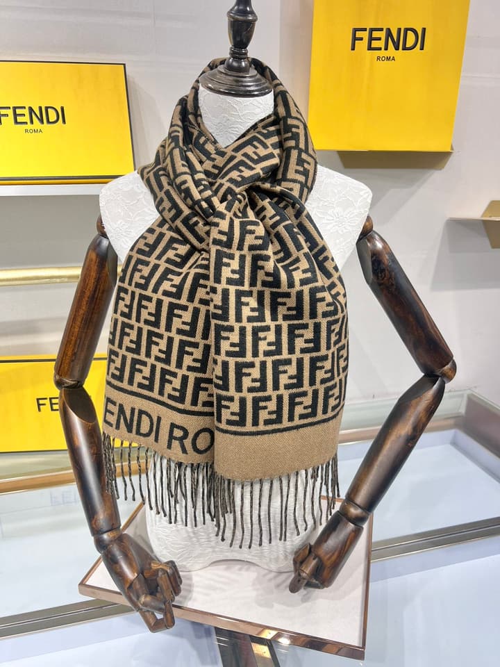 Fendi FF Monogram Scarf in Dark Brown Ff Monogram