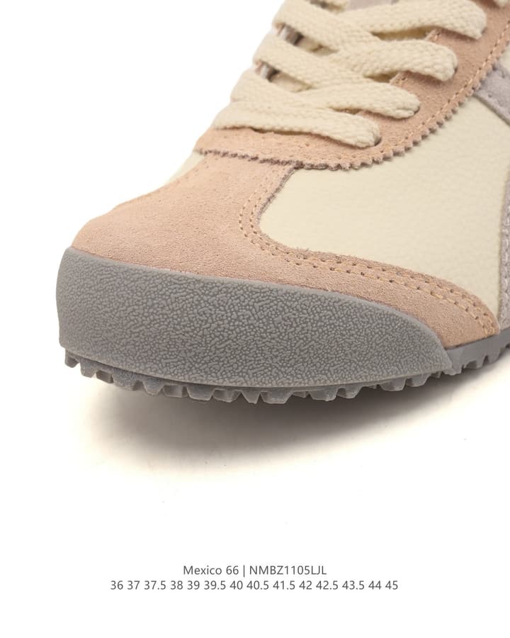 Onitsuka Tiger Mexico 66 Slip-On Sneakers in Cream Beige With Taupe Stripes