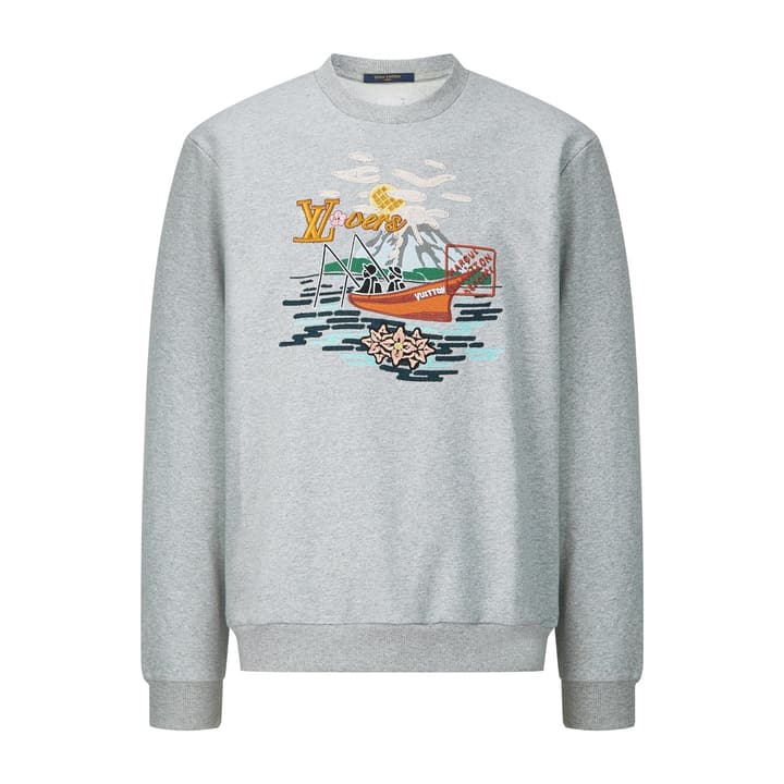 Louis Vuitton Nigo Fishing Landscape Embroidered Sweatshirt – 2025FW in Grey