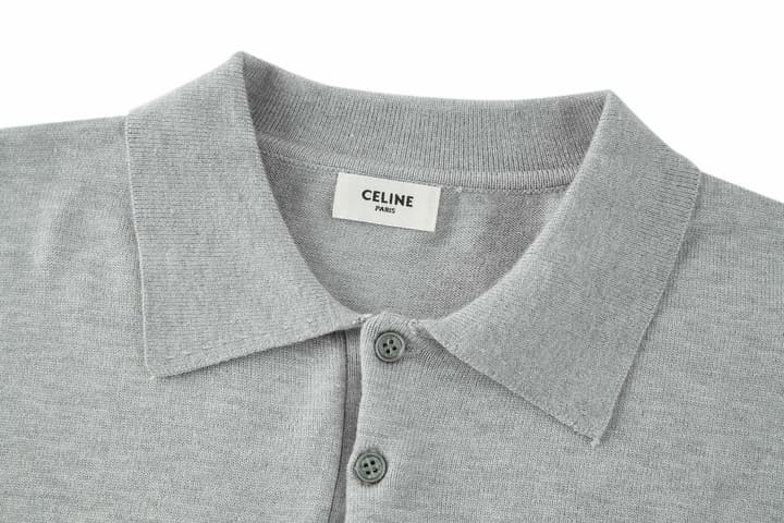 Celine Embroidered Triomphe Knit Polo in Classic Black