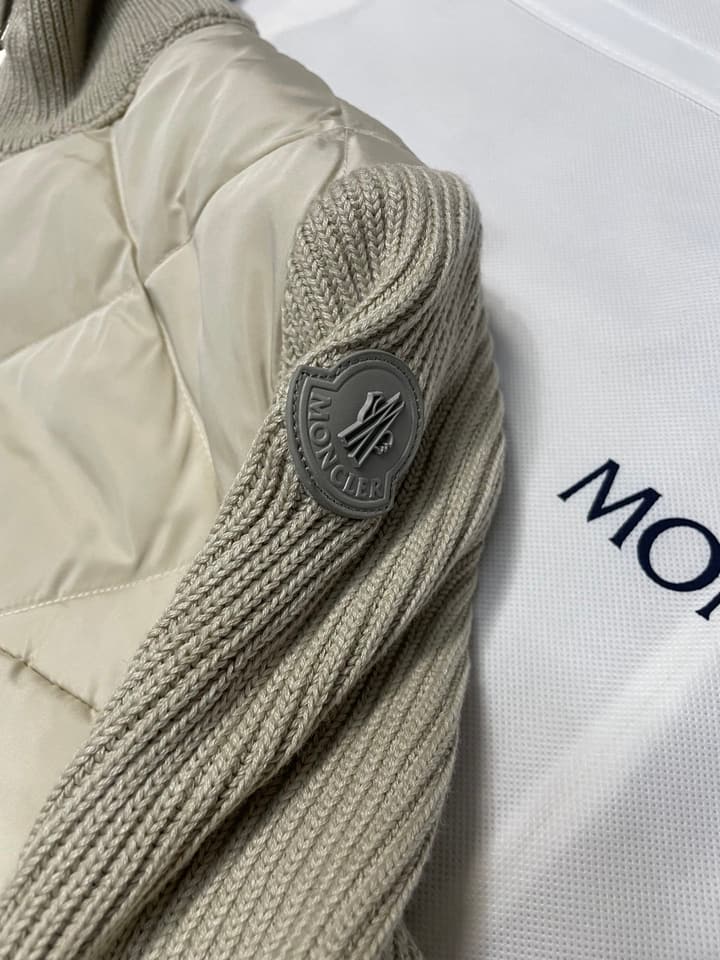 Moncler Men's Knit Down Spliced Jacket – New Collection in Beige