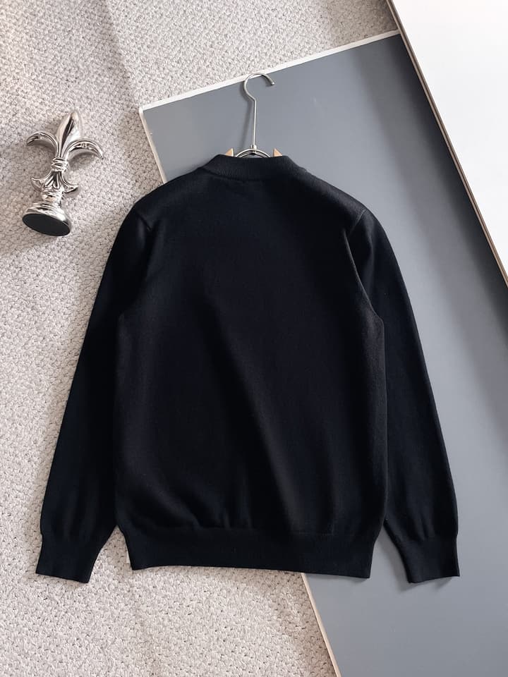 Burberry Half-Zip Wool Blend Sweater in Black Logo