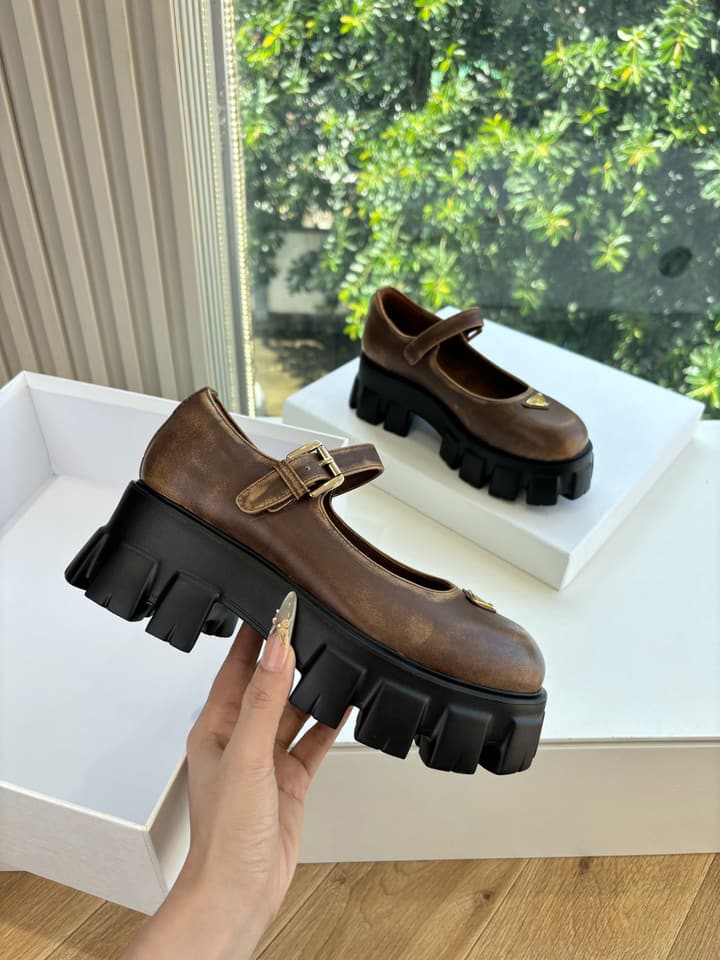 Prada Monolith Platform Mary Jane Loafers – 25FW in Assorted Leather & Suede Collection