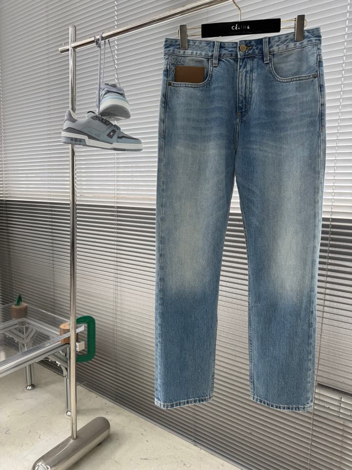 Loewe Washed Straight-Leg Denim Jeans – 2026 in Washed Blue