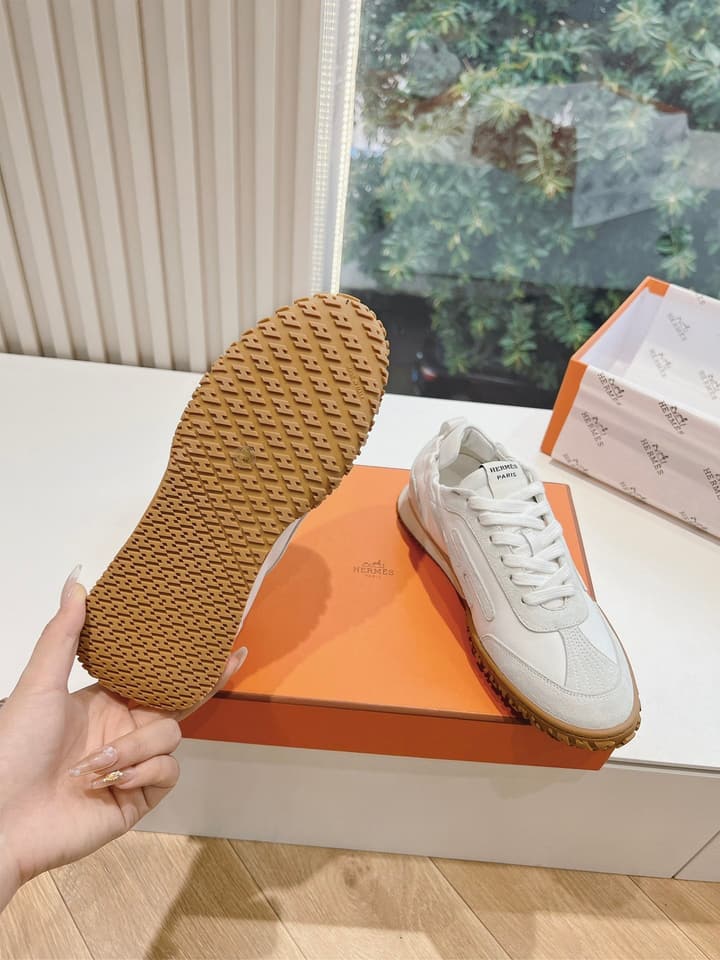 Hermès Bouncing Calfskin Sneakers in Tan Suede