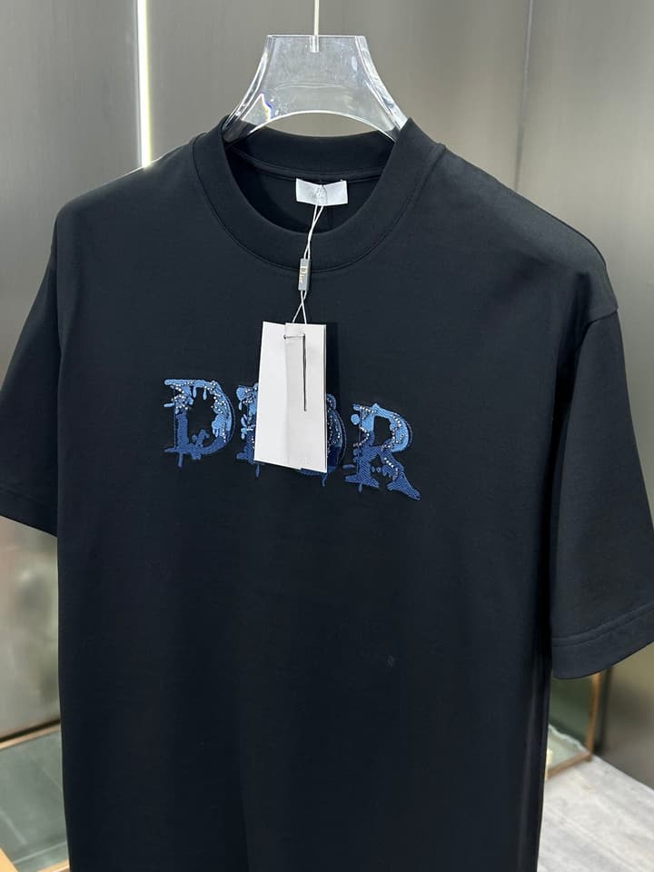 Dior 3D Logo High-Count Cotton T-Shirt – 2026SS in Black With Blue Graffiti Logo