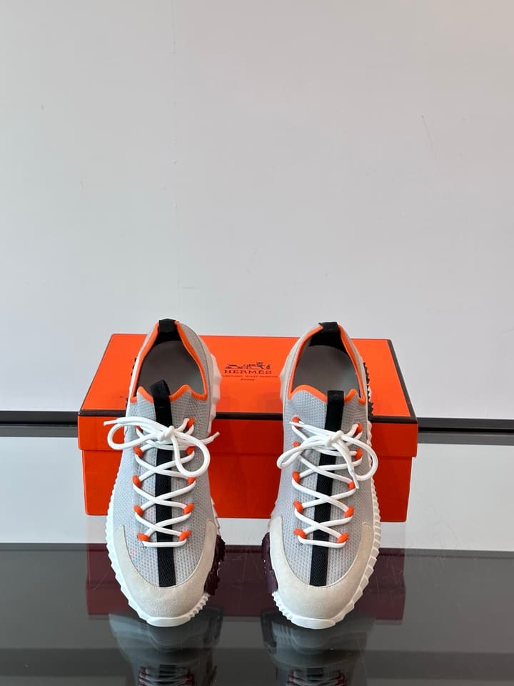 Hermès Men's Casual Sport Sneakers in All Black Knit