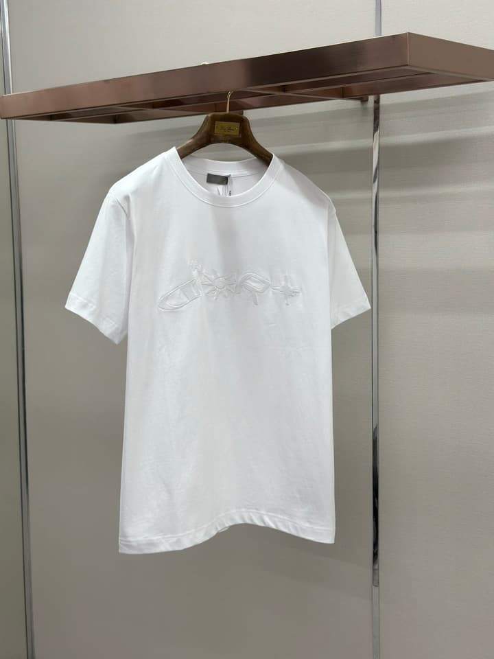 Dior Pattern Embroidered Crewneck T-Shirt in Washed Grey