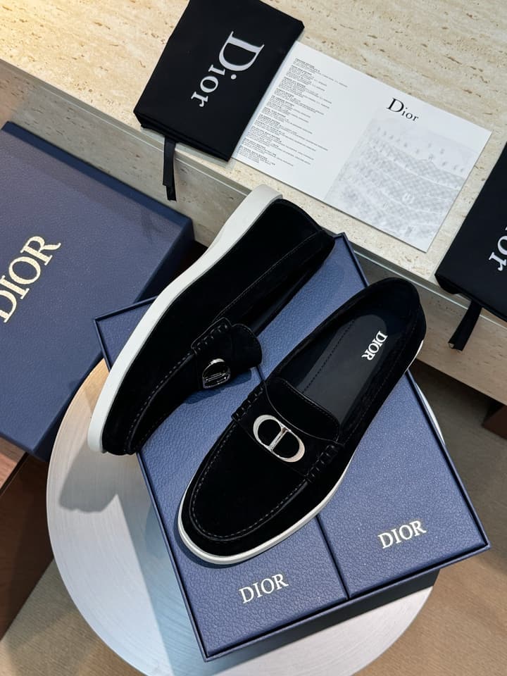 Dior Granville Men's Lace-Up Casual Shoes in Dark Blue Suede