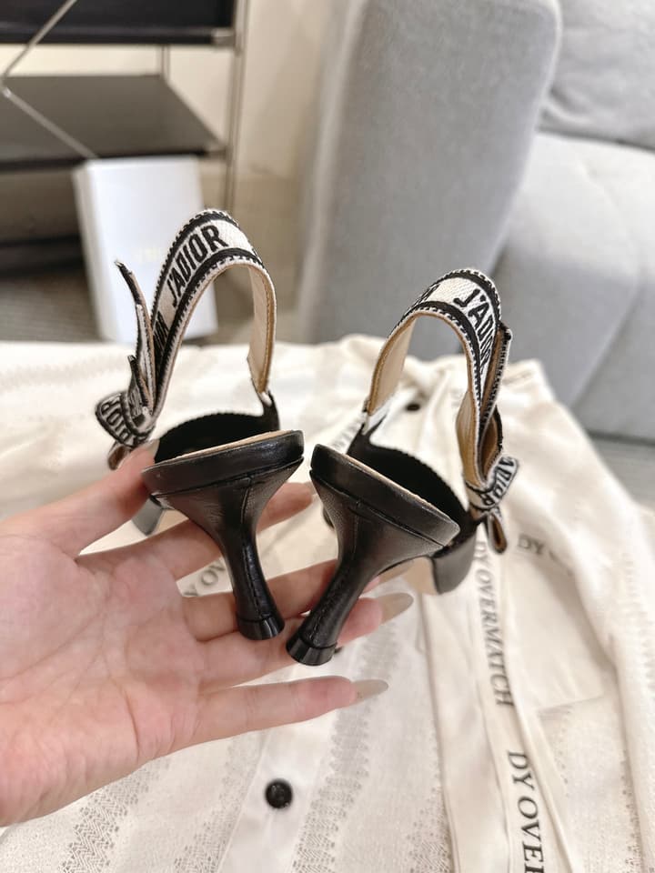 Dior J'Adior Patent Leather Kitten Heel Sandals in Classic Black Smooth Leather