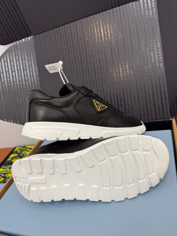 Prada Triangle Logo Sporty Sneakers – 2025 Early Autumn Collection in Black