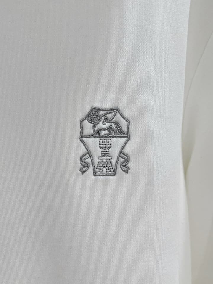 Brunello Cucinelli Men's Embroidered Logo Base Layer Top – 2025FW in Classic Black