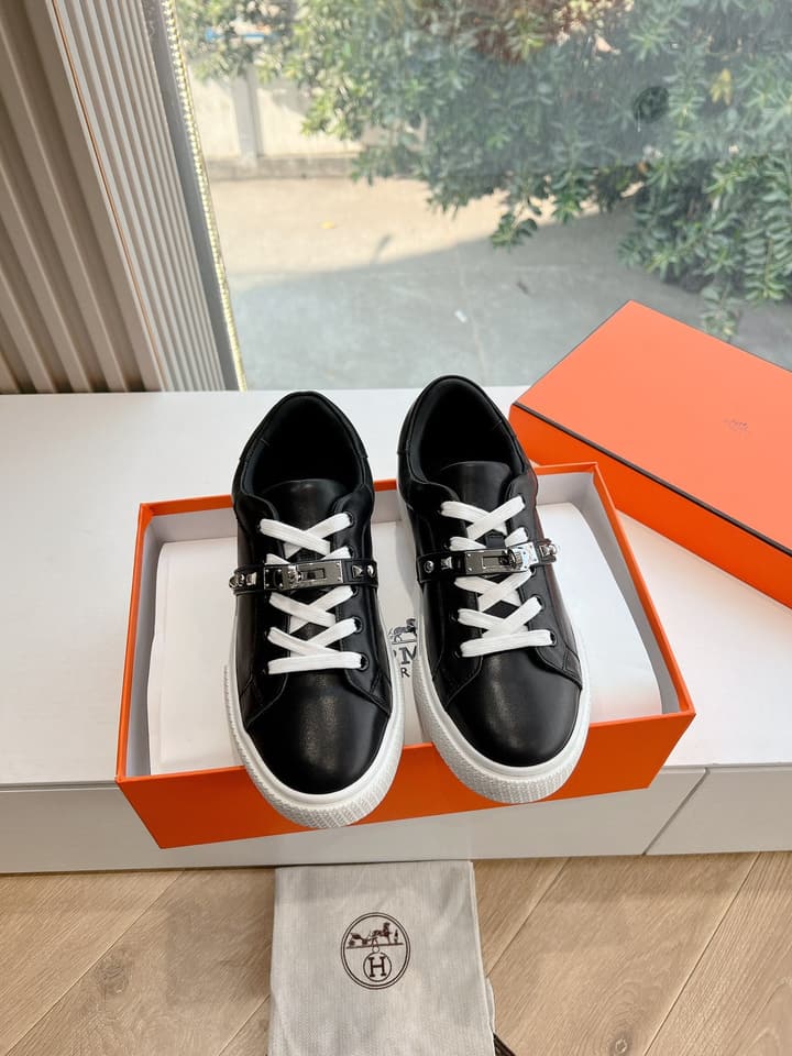 Hermès Bouncing Men's Sneakers in Black Leather