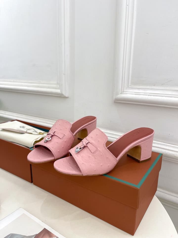 Loro Piana Summer Charms Ostrich Mules – 2025 Spring/Summer Collection in Black