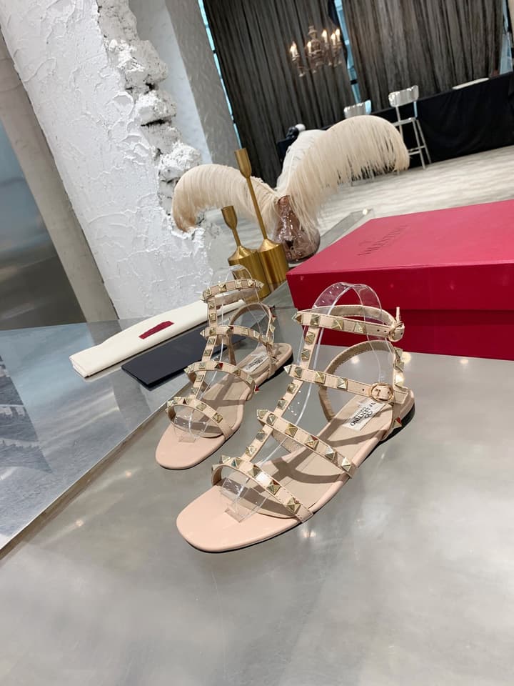 Valentino Studded Classic Block Heel Sandals in Black
