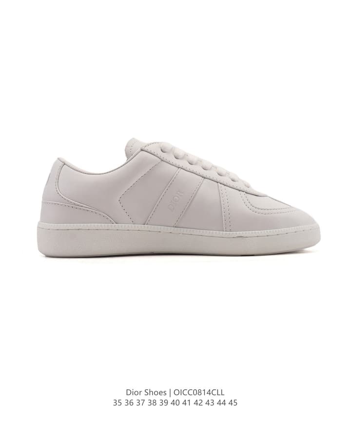 Dior Unisex White Platform Sneakers – Spring/Summer Collection – 25SS in Beige With Brown Stripe
