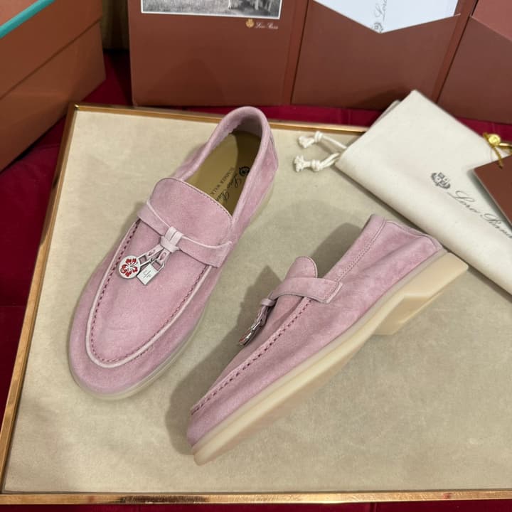 Loro Piana Summer Charms Walk Loafers – Kids Collection in Dusty Lavender Pink