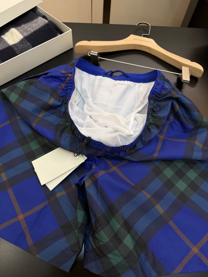 Burberry Diagonal Check Swim Shorts in Apricot