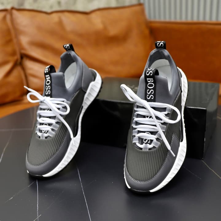 Boss Men's Knit Sneakers in Black Laced