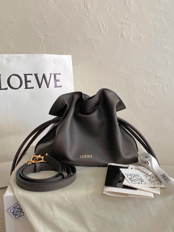 Loewe Flamenco Small Drawstring Bag in Cream