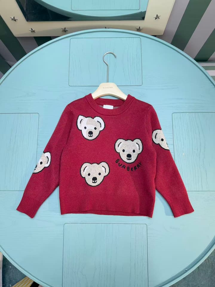 Burberry Classic Kids Knitted Cardigan – 2025SS – Kids Collection in Deep Red Bear Sweater