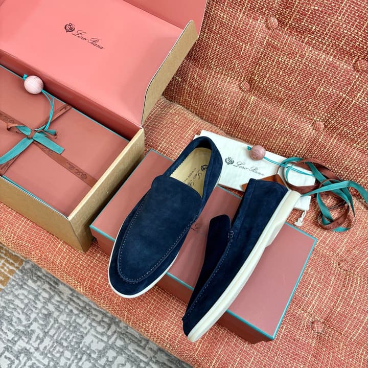 Loro Piana Suede Loafers in Dark Blue