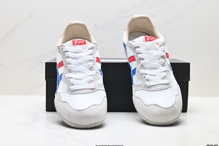 Onitsuka Tiger Serrano Nylon Retro Sneakers in Blue With White Stripes