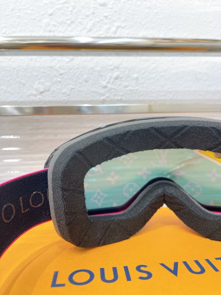 Louis Vuitton Ski Goggles in Blue Iridescent Lens With Red Frame