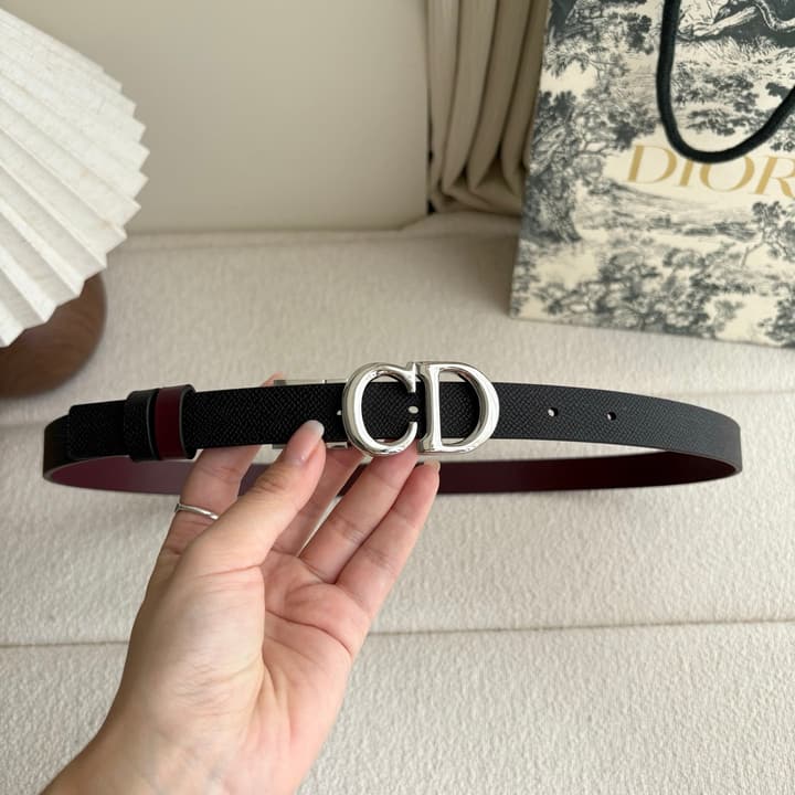 Dior Reversible Calfskin CD Buckle Belt in Black/burgundy With Gold Hardware