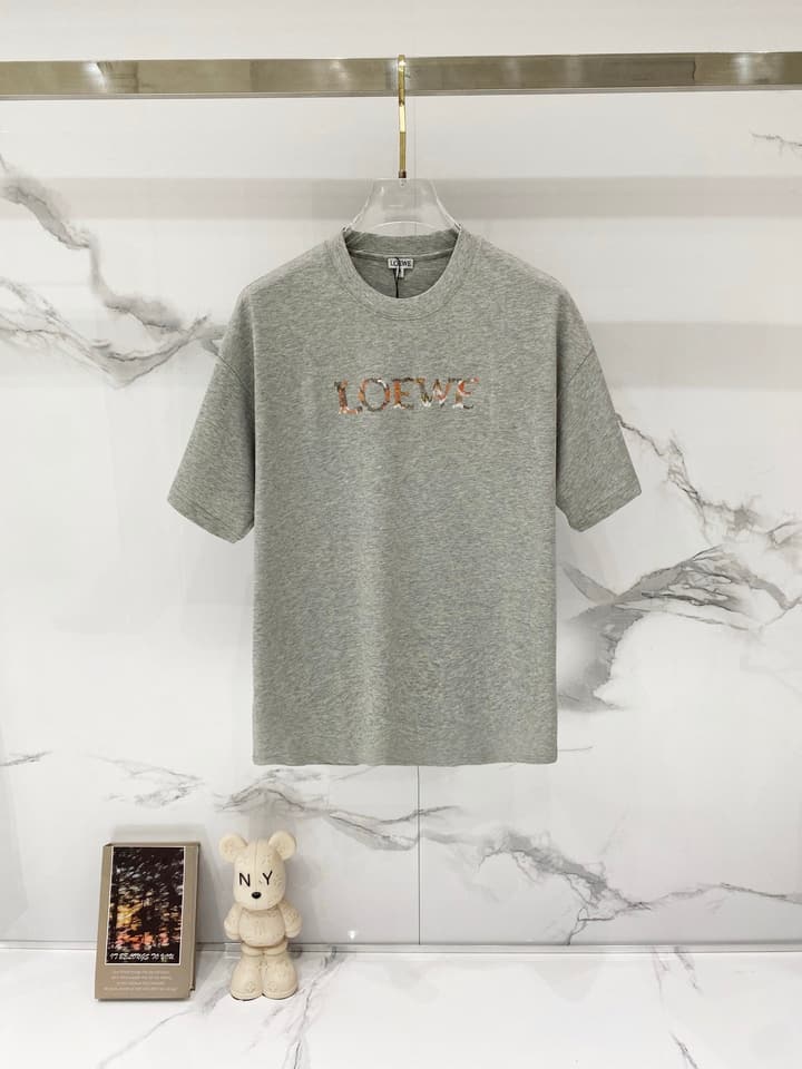 Loewe Rainbow Logo Embroidered Cotton T-Shirt in Classic Black