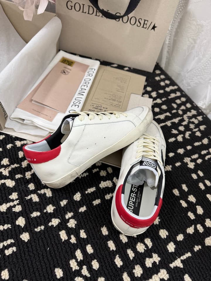 Golden Goose Super Star Rhinestone Leather Sneakers in Grey Suede Black Leather White Star