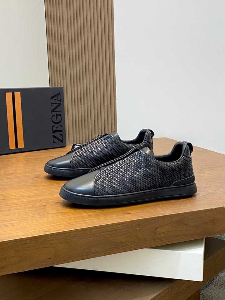 Ermenegildo Zegna Triple Stitch Sneakers in Black
