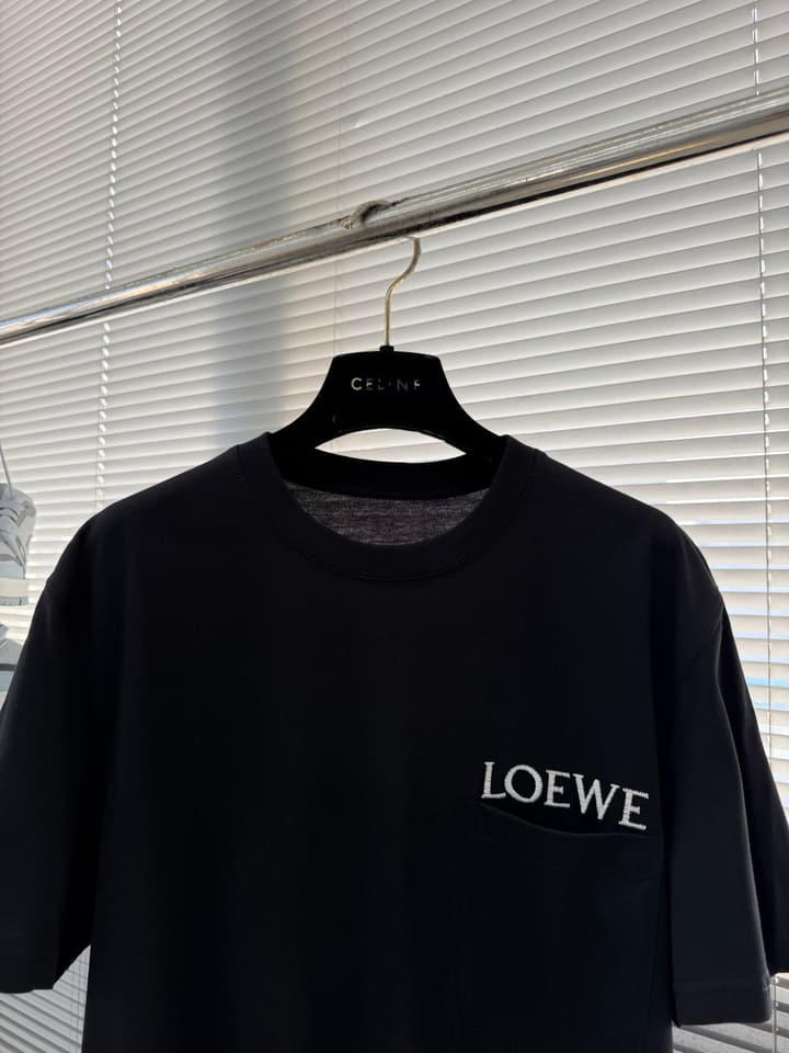 Loewe Pocket Embroidered Cotton T-Shirt in Black